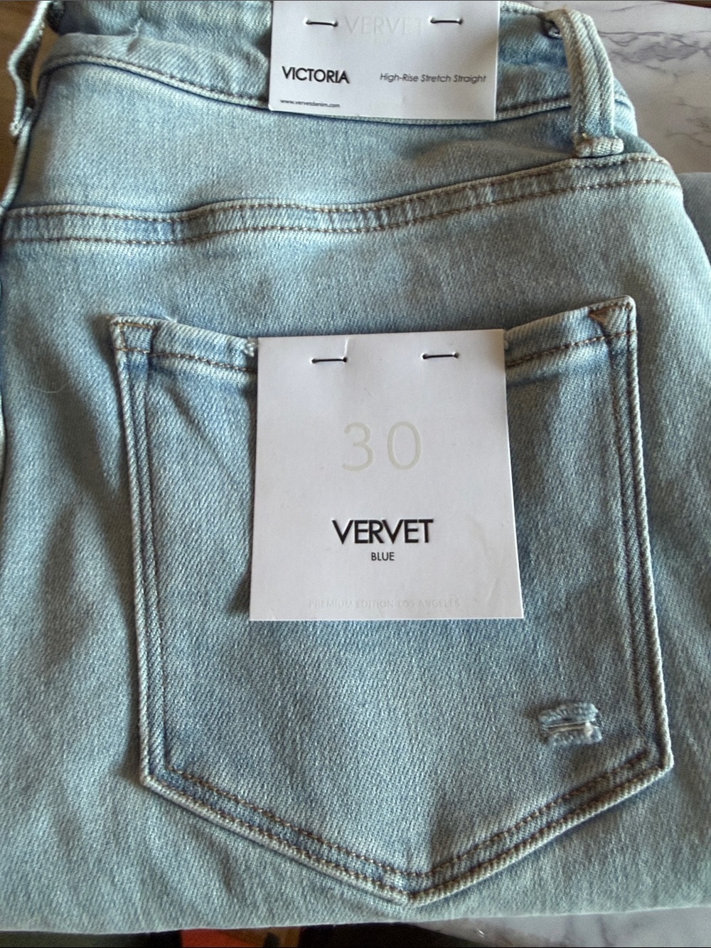 NWT Vervet Victoria High-Rise Straight Jeans - Light Blue